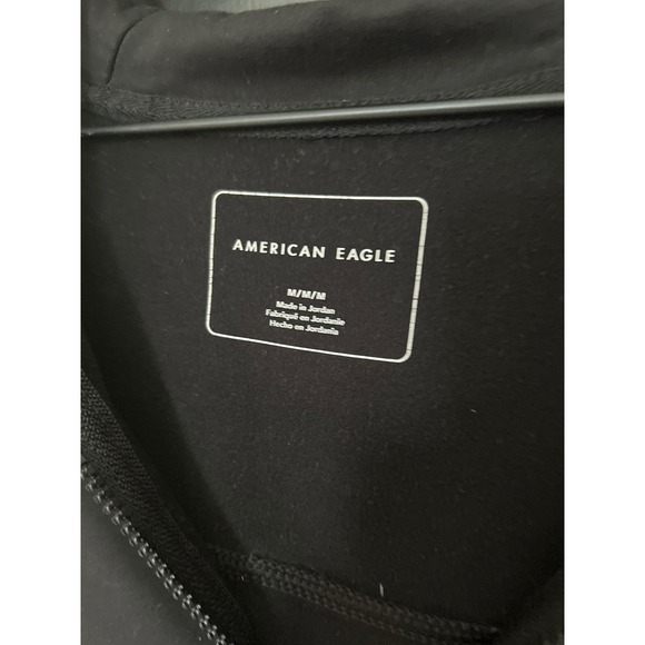 American Eagle Full Zip Hoodie Athleisure Jacket Graphic Logo Black M - Picture 2 of 6
